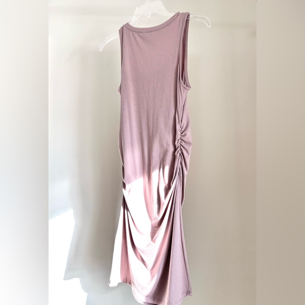 PinkBlush Mauve Sleeveless Ruched Fitted Maternity Dress - Picture 4 of 4